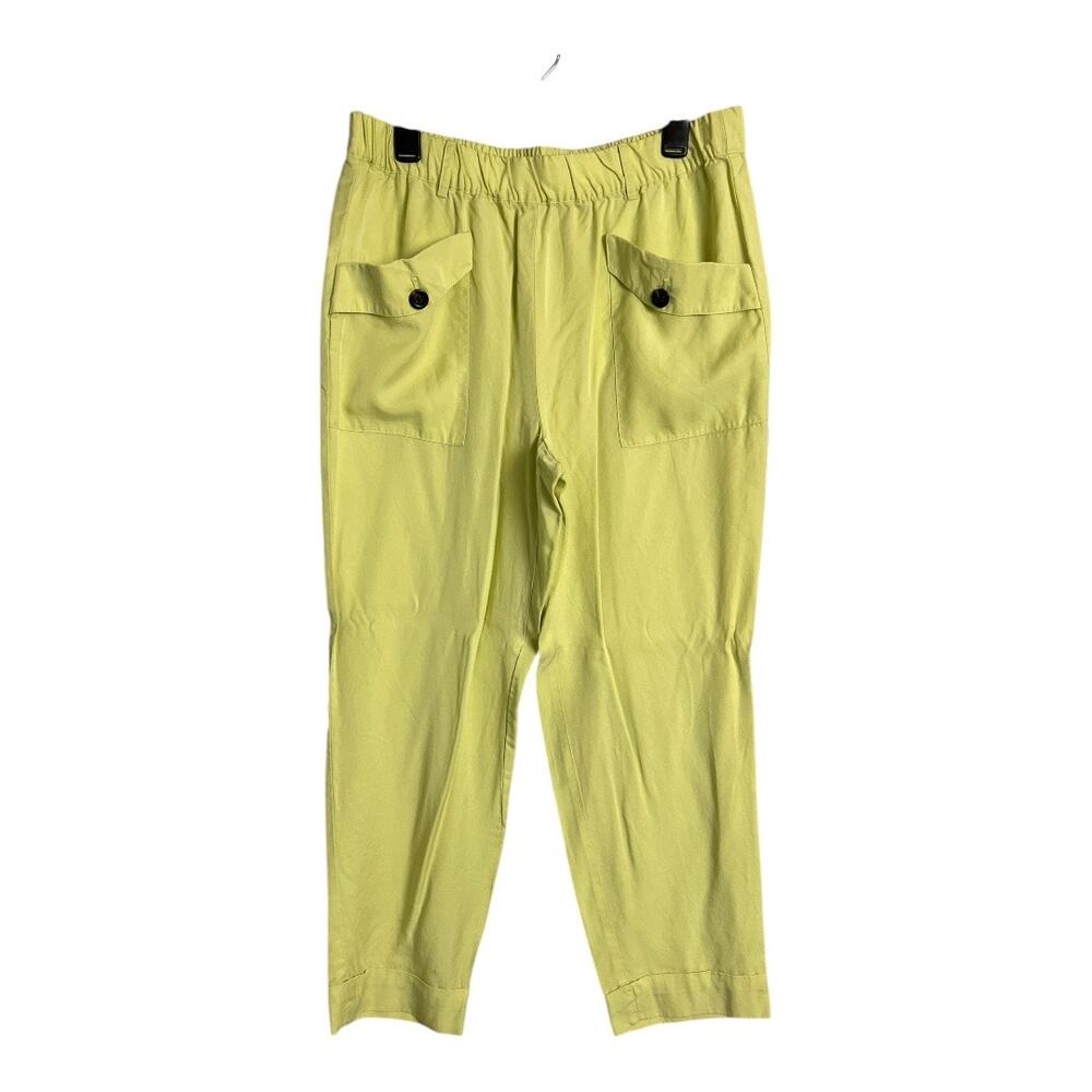 Ann Taylor Lyocell Womens Trousers Slacks Pockets 12 Yellow Green Casual